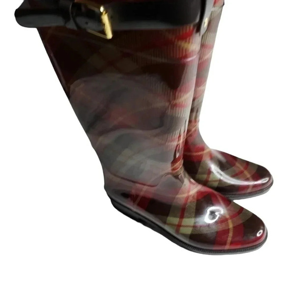 Lauren Ralph Lauren Plaid Rossalyn II Knee High PVC Rain Boots 6B - Picture 7 of 14